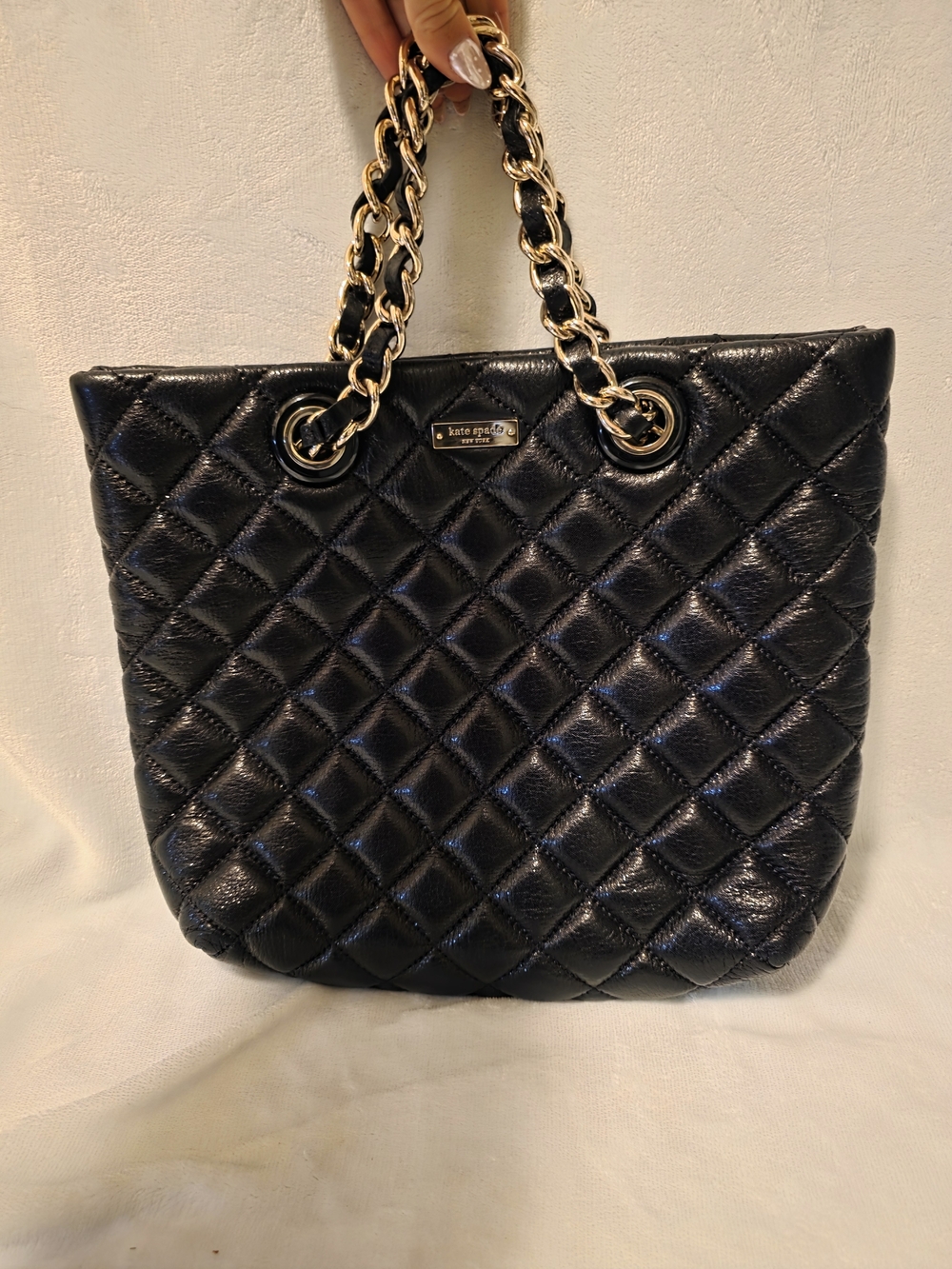 kate spade Quilted Black Chain-Handle Tote